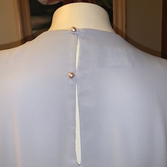 Vintage blue chiffon dress. Size large - Picture 11 of 12